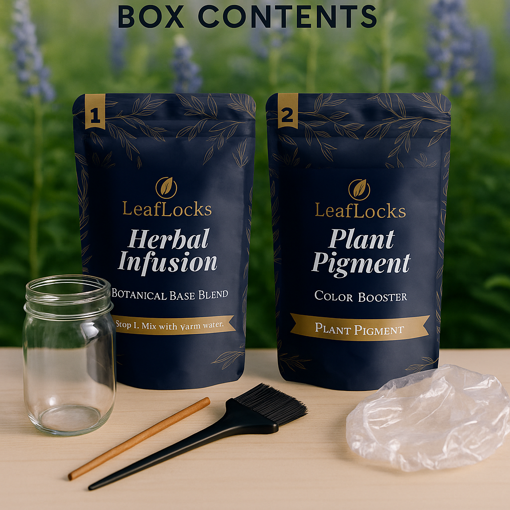 LeafLocks Botanical Full Hair Color kit for Light Brown Color (All Natural, Single Application)