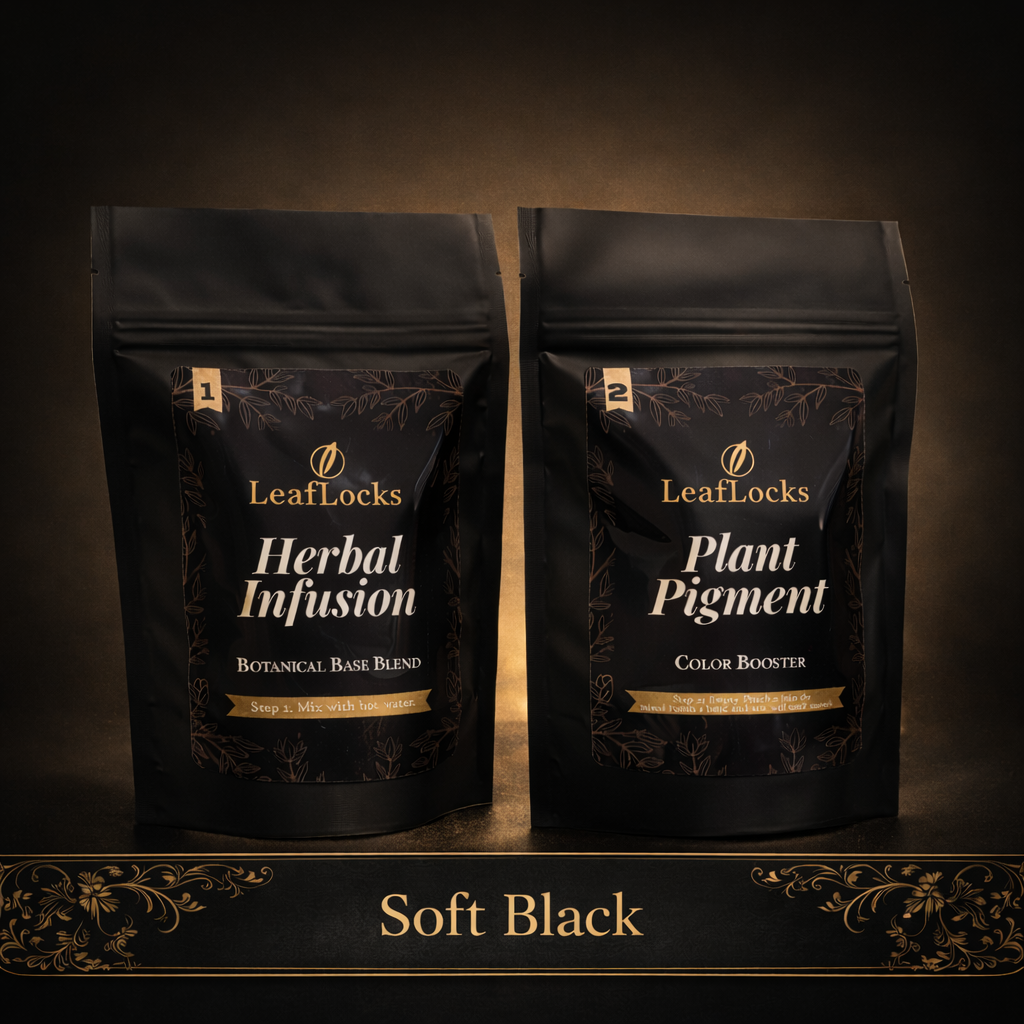 Leaflocks Root Touch Up Kit for Soft Black color (All Natural, Single Application)